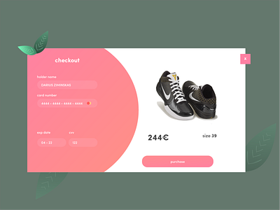 Daily ui #002 Credit card checkout checkout credit card design designer illustration illustrator peach shoes