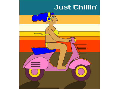 Just Ridin n Chillin careless chill colorful design drive graphic illustraion poster psychedelic retro ride riding sunset vibrant vintage