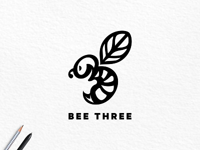 Bee Three bee branding graphic design logo logo design logomark number three