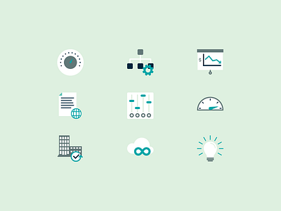 Cloud Services Icons business cloud enterprise green icons illustration lightbulb mint office services