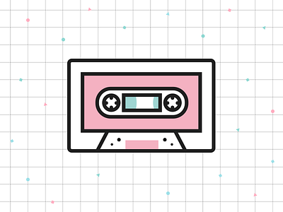 Monthly Studio Mixtape 90s cassette confetti icon icons illustration pink rewind walkman
