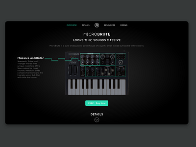 Arturia MicroBrute Landing Page arturia branding daily 100 challenge daily challange daily ui ecommerce landing page landingpage music shop synth ui ui ux webdesign website