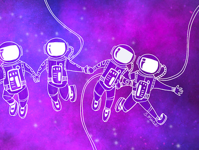 Astronaut Illustration astronaut galaxy illustration procreate