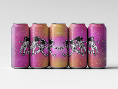 Harmonic Convergence Can Mockup astronaut beer can design doodle galaxy illustration space