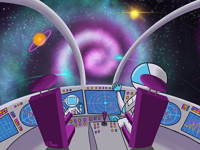 Space Shuttle Illustration astronaut digital illustration galaxy illustration procreate spaceship