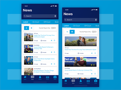 ATP Mobile App : News app design filters news phoenix product design sports tennis ui ux