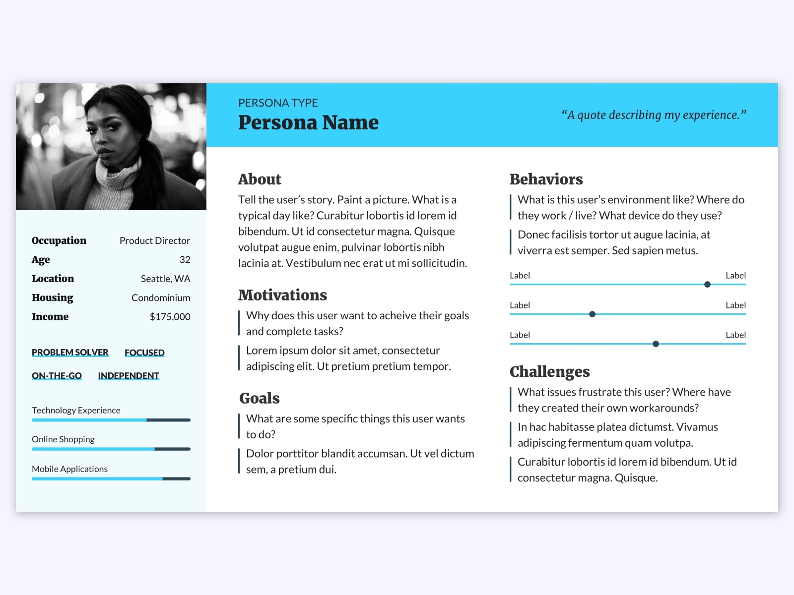 Persona Template by Kat G on Dribbble