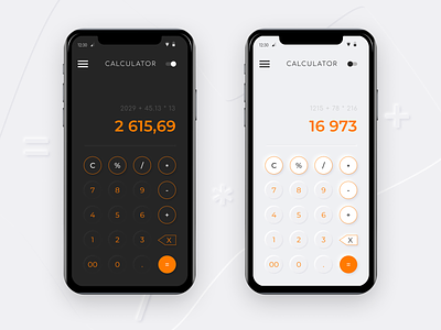 Daily UI #4 Calculator app app design blackandwhite calculator calculator app challenge concept dailyui dailyui004 dark mode design figma light mode uiux