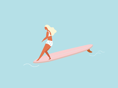 Surfing Girl Longboard hangten hawaii illustration long beach longboard surf surf surfer girl surfing