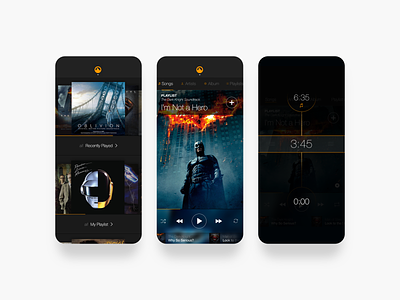 Music Player Concept album app batman design icon mobile responsive scrubber soundtrack ui ux volume control