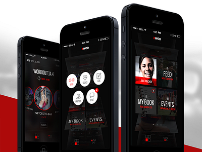 Crossfit App Navigation 3d app black crossfit dark ui fitness iphone ui ux workout