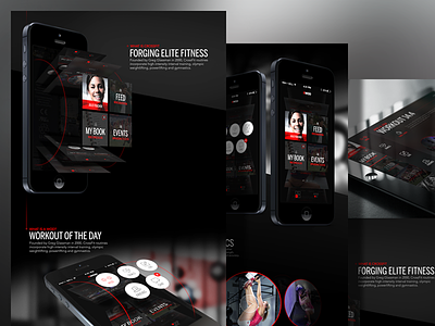 Crossfit App Full Presentation 3d app black crossfit dark ui fitness iphone network social ui ux workout