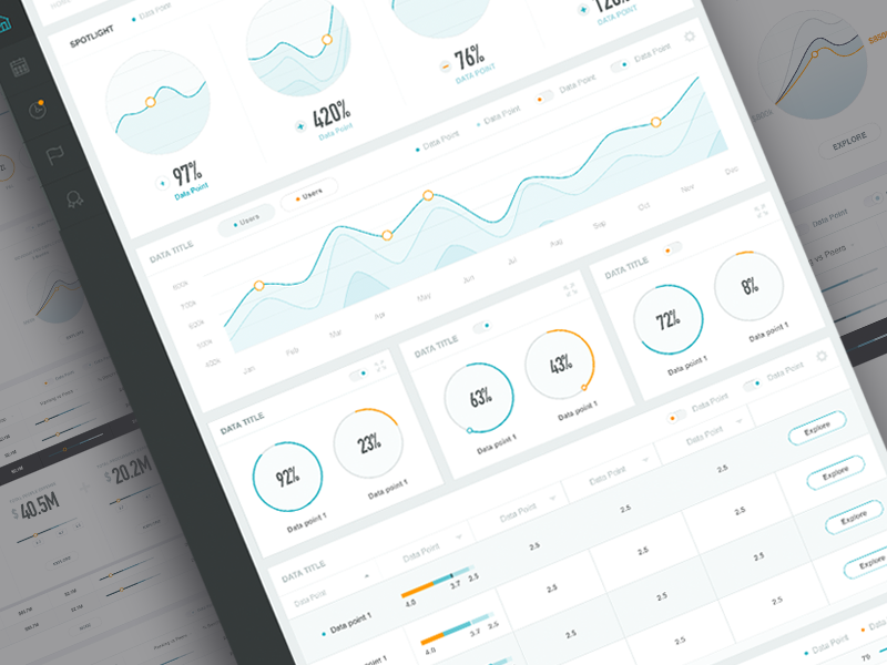 Dashboard Direction handsome dashboard data visualization chart graph navigation concept mockup direction light orange and blue