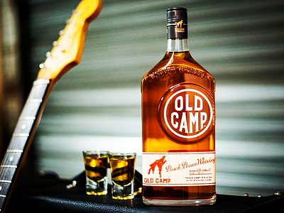 Old Camp Whiskey alcohol bottle branding country drink flg logo old camp rustic shots whiskey wolf