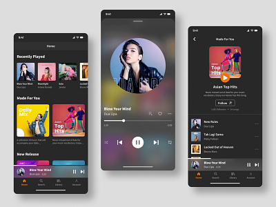 Music Exploration With Glass Morphism Concept clean design design design app exploration glassmorphism mobile app music music app music player ui uidesign uiux uiux design ux