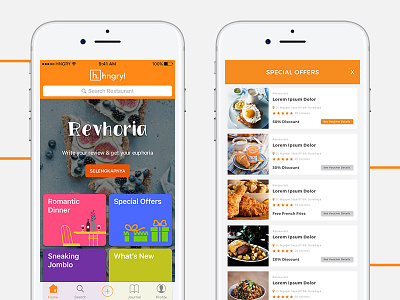 Hngry App - Food & Restaurant Finder android app finder food ios restaurant ui ux