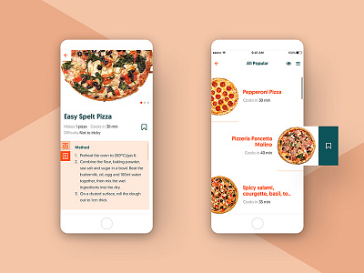 101pizza - Index and Detail App Page android app cooking food ios mobile pizza recipe ui ux