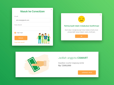 Conectizen - Login & Flash Message confirmation e commerce illustration mobile modals popup promotion ui ux web website banner