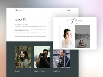 Filo Photography - Web about page about us elegant minimalist photography prewedding uiux website wedding