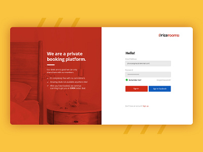 Pricerooms - Welcome/Sign In Page (desktop ver.)