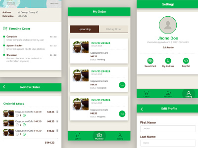 CoffeeToGo - App (2) app concept coffee delivery service edit profile mobile app order list tracking ui ux