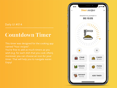 Daily UI #014. Countdown Timer app challenge cooking countdown dailyui design timer ui user interface