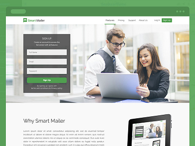 Landing Page design graphics homepage mail home page ui ui template