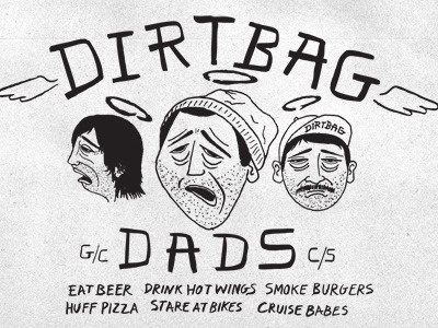 Dirtbags babes beer chicken wings hamburger illustration pizza type typography