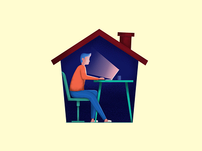 Work From Home animation color colorful computer design digital digital art illustration work from home working
