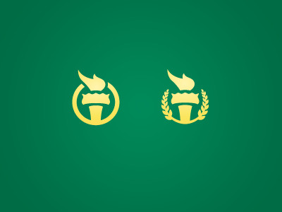 Two Torches flame gold green icon logo torch wheat