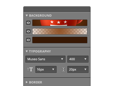 The Beginning grey interface layers menu palette