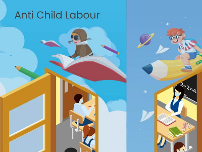 Anti Child labour Day child illustration isometric labour