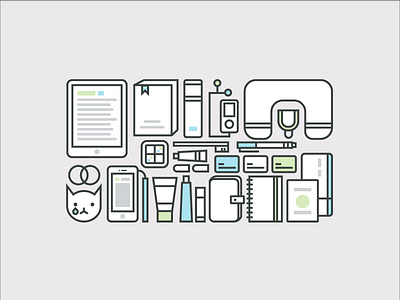 Travel Essentials apple cat design essentials flat icon illustration ipad iphone outline travel