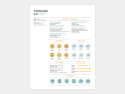 Resume cv graphic design icons illustration infomation minimal personal branding profile resume
