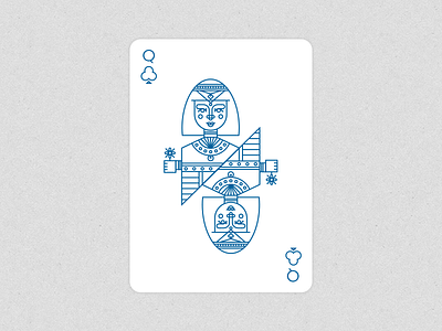 Queen of Clubs card clubs deck egypt graphic design icon illustration outline playing poker queen twelve