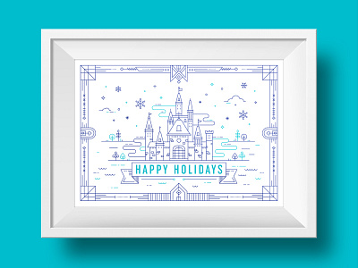 2015 Holiday Card 2015 castle graphic design greeting card happy holiday holiday card illustration line art merry christmas winter