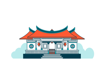 Religious Building—Taiwan asia graphic icon illustration illustrator taiwan temple vector