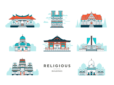 Religious Buildings architecture buildings church graphic design icon illustration illustrator religious temple vector