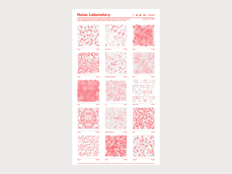Noise Laboratory animation c4d42 cinema4d generative grid laboratory medical noise poster red swiss typography