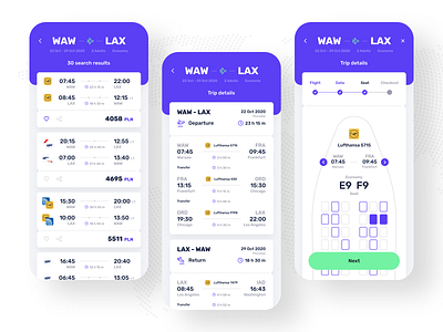 bookandgo ✈️ - Search results and Trip details app booking deatils flights mobile mobile ui reservation search trip ui