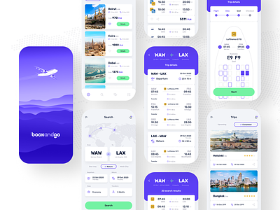 bookandgo ✈️ - Light ⚪️ app app concept app design app ui application discover flights mobile mobile app mobile design mobile ui reservation trips ui