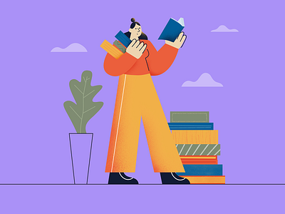 Books #2 book flat illustration people reading woman