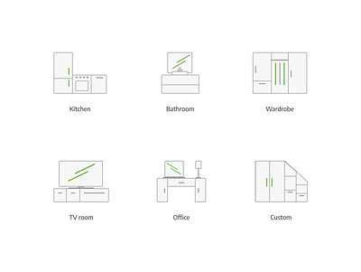 Category Icons - HS Meble color design figma furniture icon icons iconset illustration kitchen mobile ui vector web