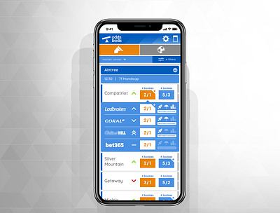 Odds Bods - Odds comparison app UI app concept design interface live ui design