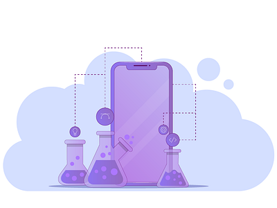 Mobile App Development Illustration application chemistry illustration iphone laboratory purple smartphone