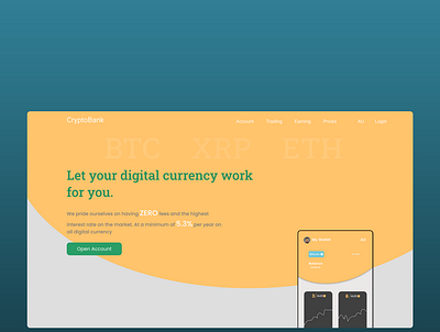 CryptoBank app design landing page ui uidesign uiux ux uxdesign web webdesign