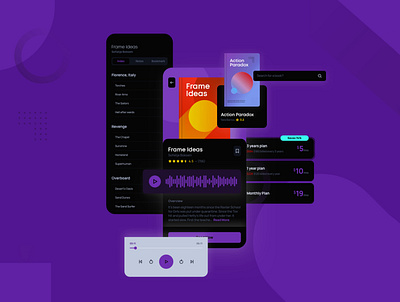 Podcast Library App app app design appdesign audio dark ui flat illustration interaction design minimal podcast typography ui ux