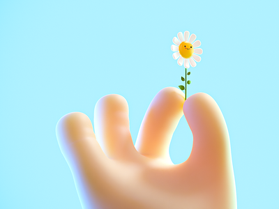 Fat (but cute) hand 3d cartoon cute design flower graphic design hand illustration render toy