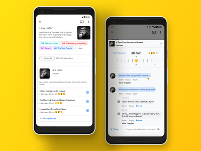 Google Podcast Profiles & Engage Feature UI