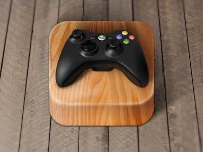 iOS app icon controller gamepad icon ios joystick mock up wood xbox